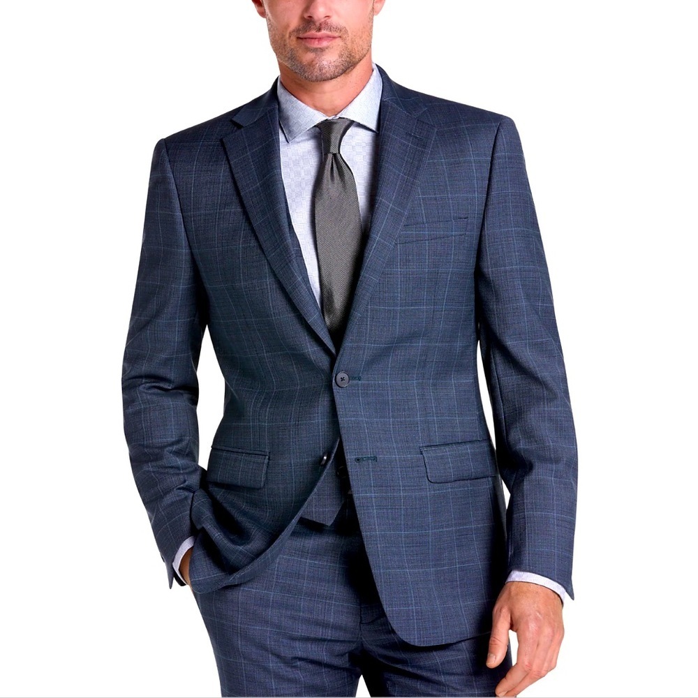 NWOT Lord & Taylor Navy Blue Plaid Men’s Blazer size 42S